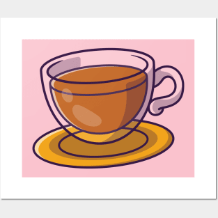 Tea Time Cartoon Illustration Posters and Art